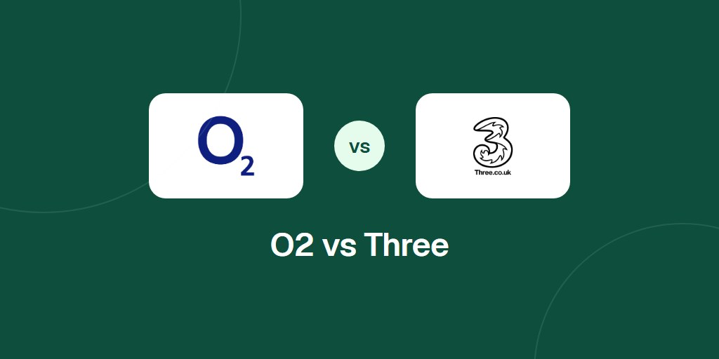 O2 and Three logos side by side
