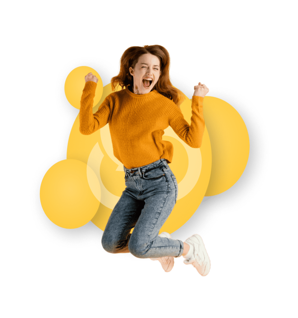 Woman Jumping With Joy | Switchity
